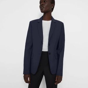 NWT Theory Carissa Good Wool Navy Blazer Two Button Tailored Jacket Size 6